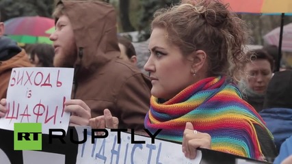 Ukraine: LGBT activists in Kiev protest for equal labour rights and visa-free regime with EU