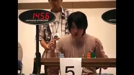 Rubiks Cube One - handed 14.56 seconds World Record Yu Nakajima 