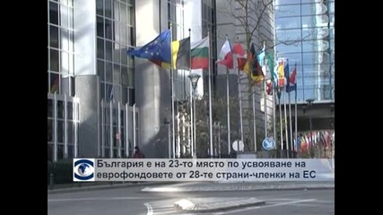 България е на 23-о място по усвояване на еврофондовете от 28-те страни-членки на ЕС