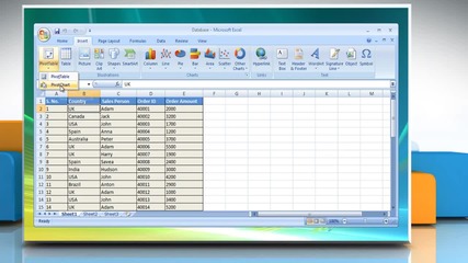 Microsoft® Excel 2007: How to create a Pivot Table or Chart report on Windows® Vista?
