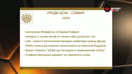 Преди ЦСКА - Славия