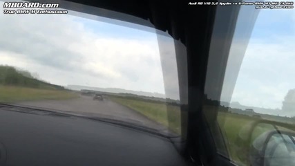 Audi R8 V10 5 2 Spyder vs G-power Bmw M3 Skii Dct