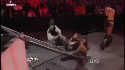 The Miz - Back Body Drop through the Barricade
