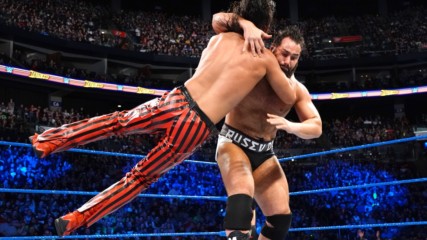 Rusev smashes Shinsuke Nakamura into the ringside barrier: WWE Fastlane 2018 (WWE Network Exclusive)