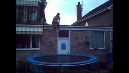Jumping Off Garage Onto Trampoline