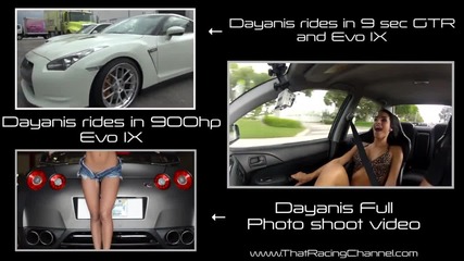 Sexy Dayanis Garcia rides in then drives a low 10 sec Gtr!