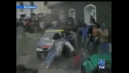 Rally car crashes into crowd in Spain. 