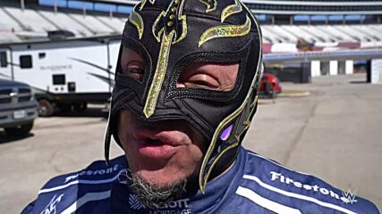 Rey Mysterio takes a ride in the fastest seat in sports with Mario Andretti at Texas Motor Speedway