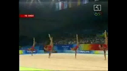 Съчетание с въжета на Българския ансамбъл по художествена гимнастика - Пекин 21.08.08