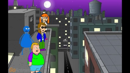 cookie Monster Pushes Spongebob off the Rooftop-grounded