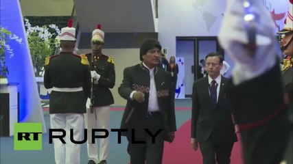 Panama: Evo Morales arrives at Summit of the Americas