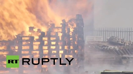 UK: Firefighters battle bonfire blaze after 'deliberate' arson attack in Belfast