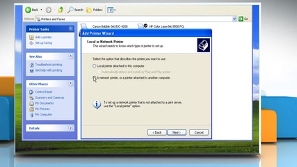 Windows® Xp: How to connect to a printer on a network