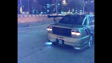 car exhaust on fire