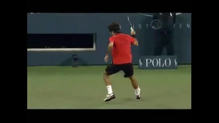 Roger Federer between the legs shot vs. Djokovic 