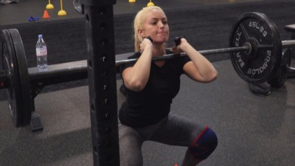 NXT's female Superstars master front squats at the WWE Performance Center