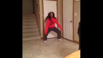 girl dances and hits her head off the door