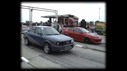 Audi 90 Quattro Turbo Vs. Honda Integra Drag Race [1 4 Mile]