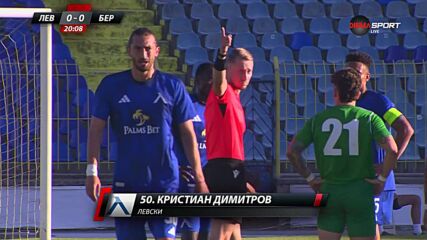 Червен картон за Кристиан Димитров в контрола между Левски и Берое