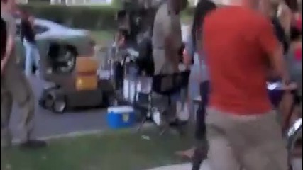 Дейвид Аркет, Адам Броуди и Антъни Андерсън на снимачната площадка на филма си Писък 4