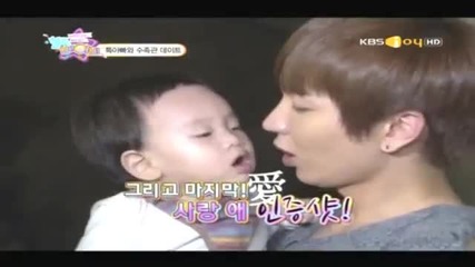 111013 Hello baby episode 7 Leeteuk kissing Kyumin cut