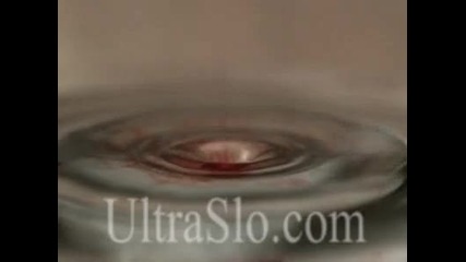 A beautiful red drop of water in slow motion 