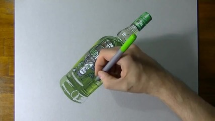 Рисуване на бутилка в стил 3d