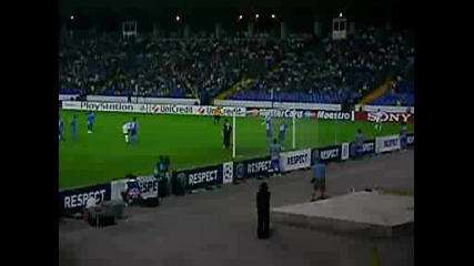 Агитката на Левски на мача Левски - Дебрецен през второто полувреме заснето от the blue boy1