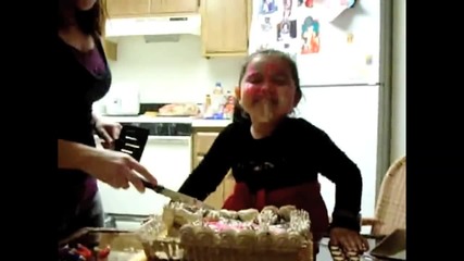 Most Viewed Funny Birthday Cake Face Smash Herself