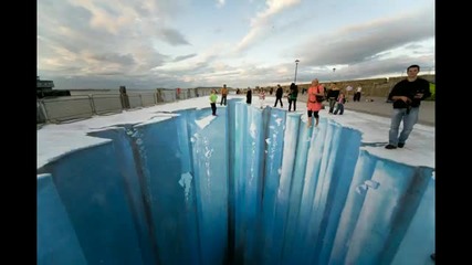 В дълбока цепнатина в ледник - Изготвяне на 3d Street Art 