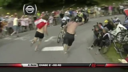 Alberto Contador Punches a Fan on Alpe d_huez in the Tour de