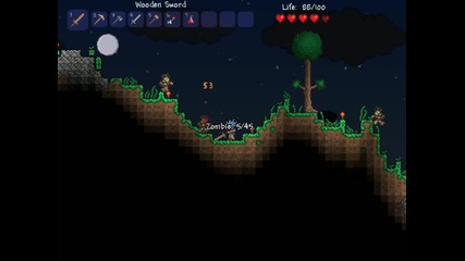 Terraria - survival ep.1 Битка със зомбита и къща