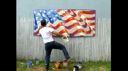 Scott Lobaido Painting The American Flag to Free Bird 