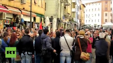 Italy: Counter-protest greets Lega Nord's Salvini in Livorno