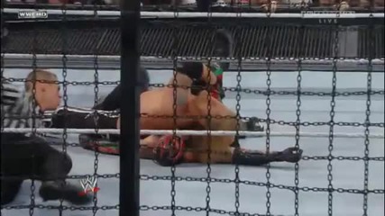 Edge Spears Rey Mysterio in mid-air