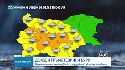Дъжд, гръмотевици и опасност от градушки