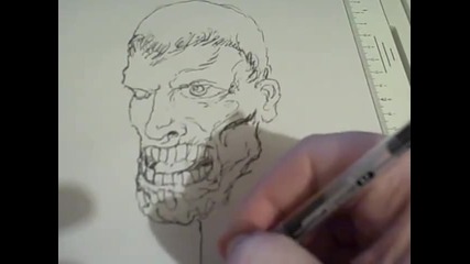 Как се рисува глава на зомби