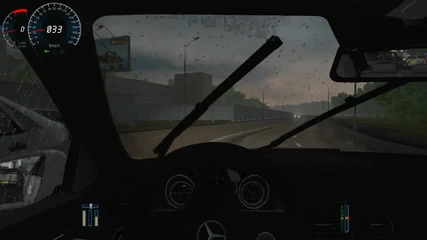 City Car Driving Mercedes-benz C63 Amg Driving on Rain Evening
