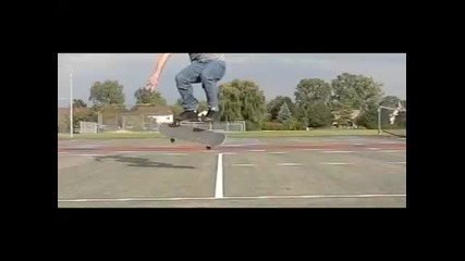 Slow motion flat ground skateboarding 