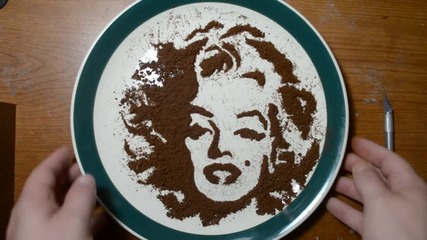 Рисуване с мляно кафе - Мерилин Монро