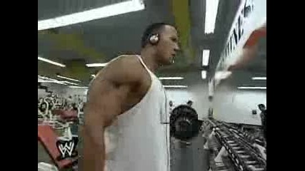 The Rock training at the fitness