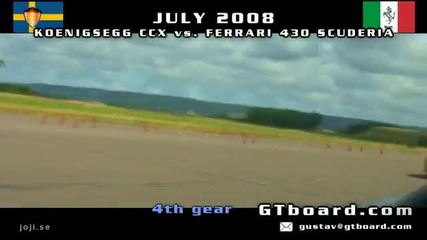 Hd Koenigsegg Ccx vs Ferrari 430 Scuderia 50 - 300 km h now in High Definition 