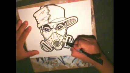 Drawing a Gas mask Character with Spraycans by Wizard