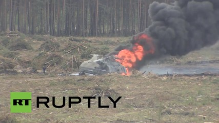 Russia: Pilot miraculously escapes burning helicopter wreckage