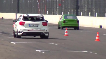 Mercedes A45 Amg vs Vw Golf Turbo vs Opel Turbo Drag Race Viertelmeile Rennen Acceleration