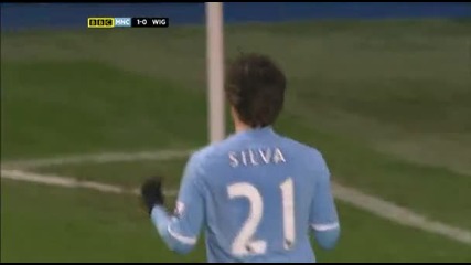 Manchester City 1:0 Wigan Гол на Давид Силва