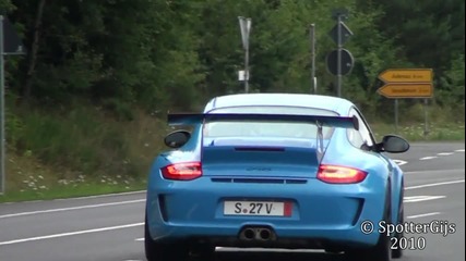 Синьо Porsche 997 Gt3 Rs Mk2 - звук и ускорение