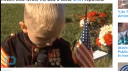 Little Boy in Uniform Pays Tribute to Marine Father at Arlington National Cemetery