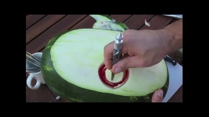 Карвинг с диня - Watermelon carving Vbox7 