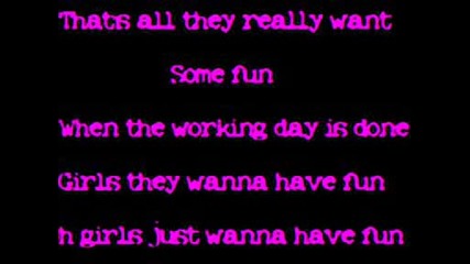Miley Cyrus - Girls Just Wanna Have Fun - Lyrics And Pictures